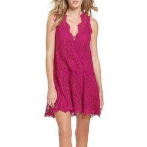 𝅺Free People Heart In Two Lace Mini Dress In Bright Orchid